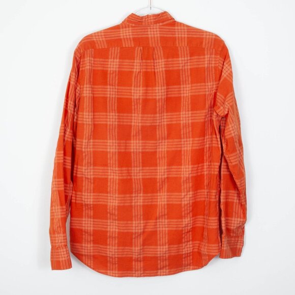 J. Crew Mens Classic Button Down Shirt Size M Orange Plaid Long Sleeve Office - Picture 6 of 7